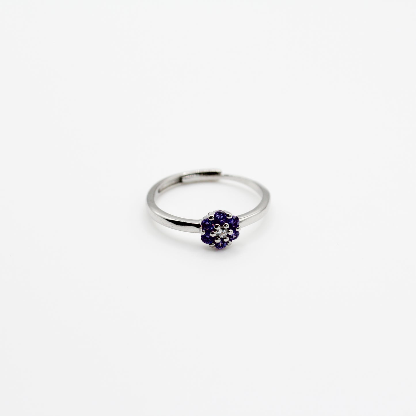 Bague pierre fleur et zirconium