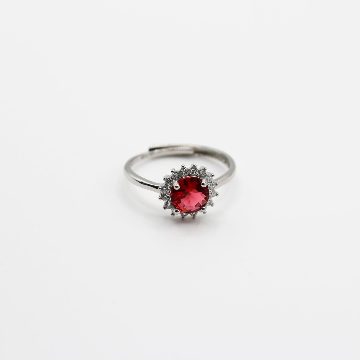 Bague ronde pierre et zirconium