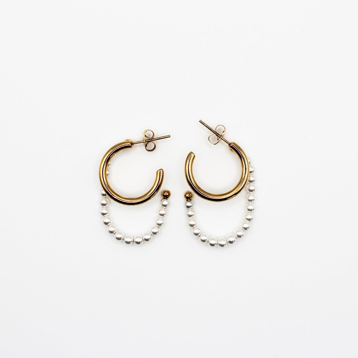 Créoles doubles avec perles