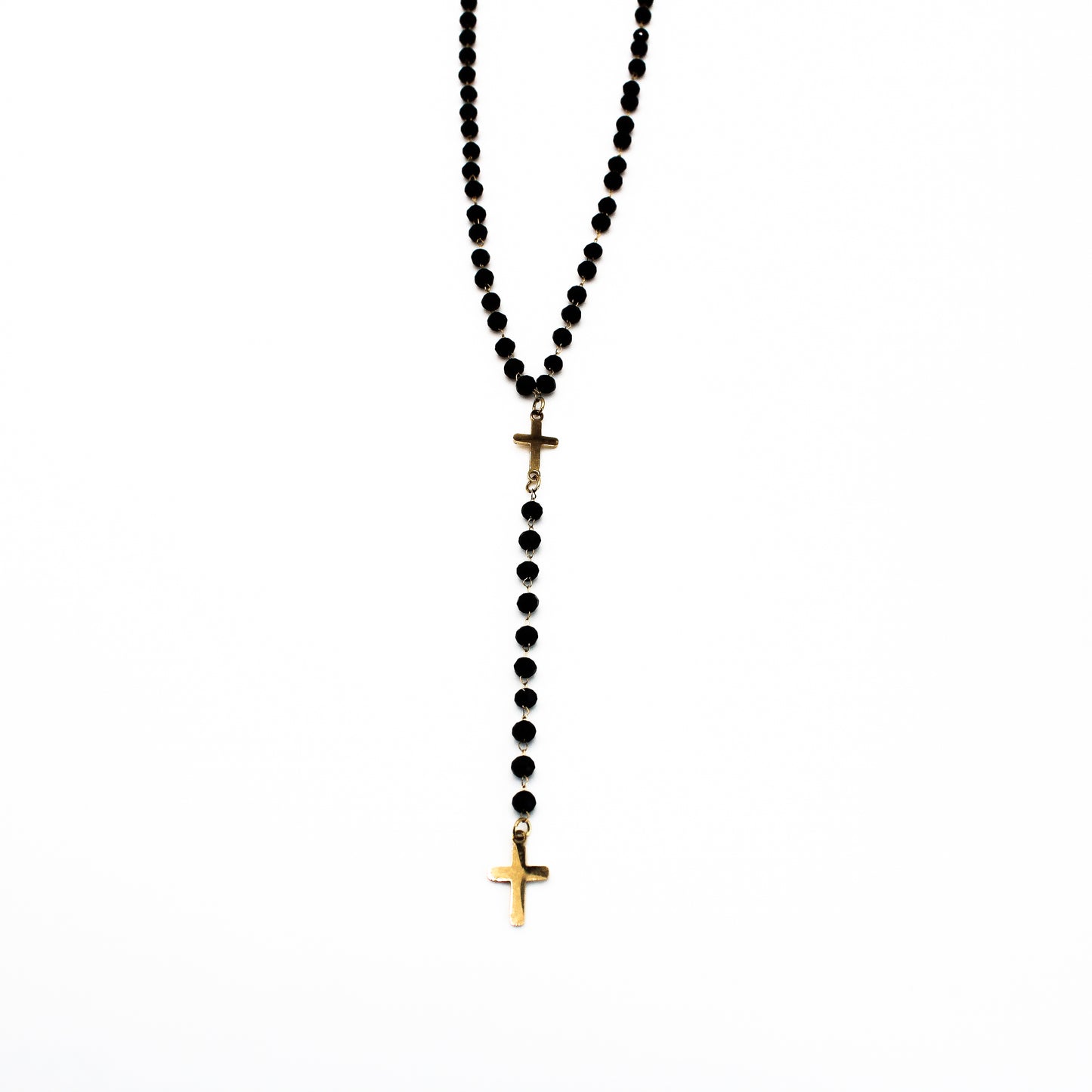 Collier cravate perles et croix