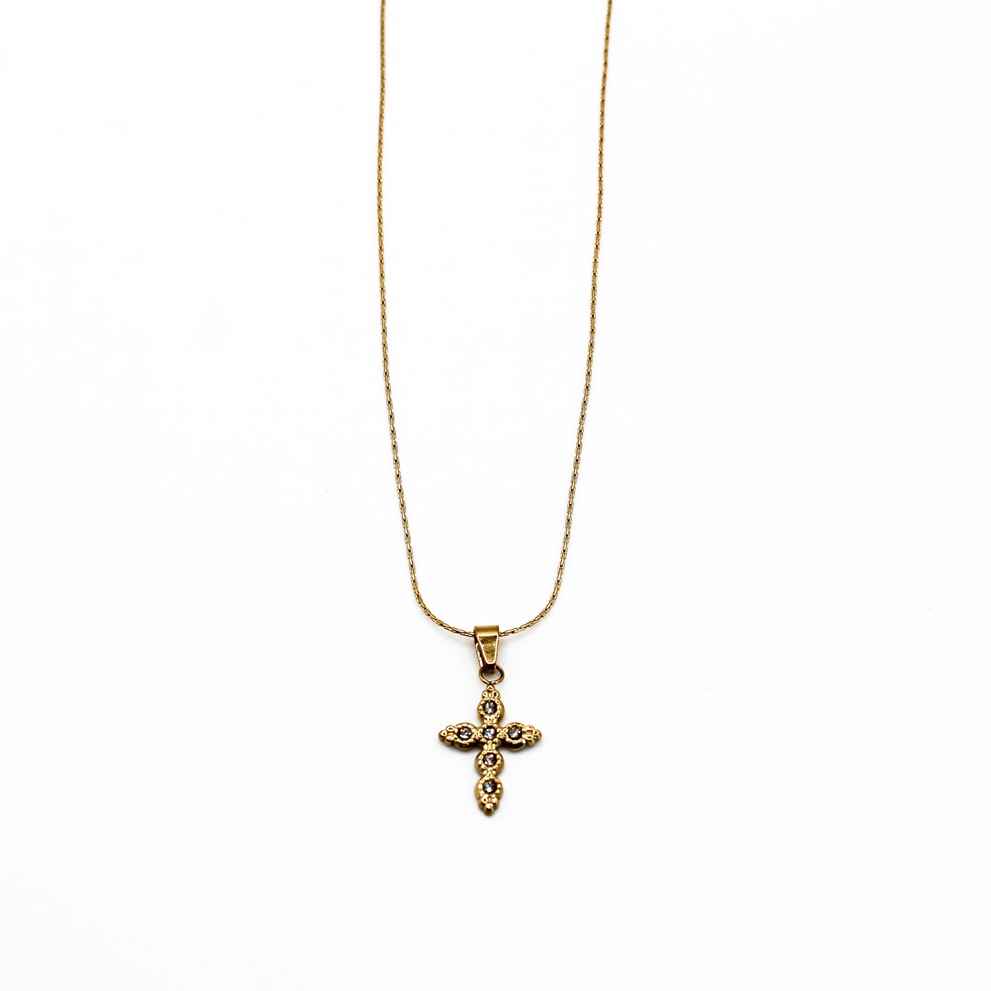 Collier pendentif croix en zirconium