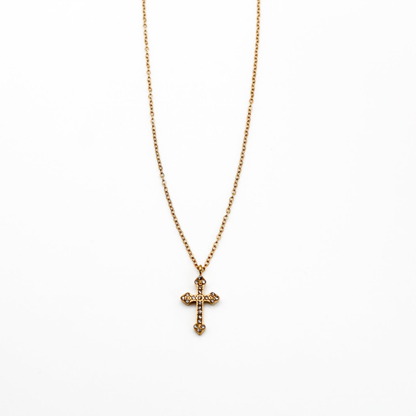 Collier pendentif croix en zirconium