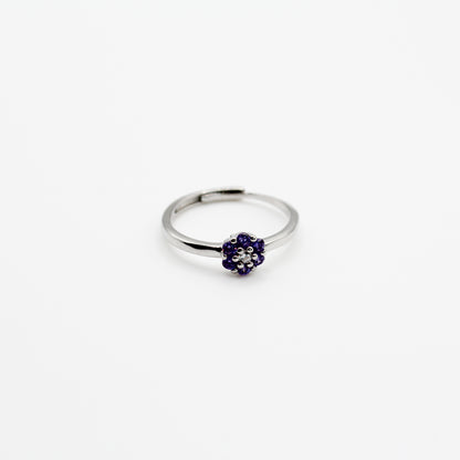 Bague pierre fleur et zirconium