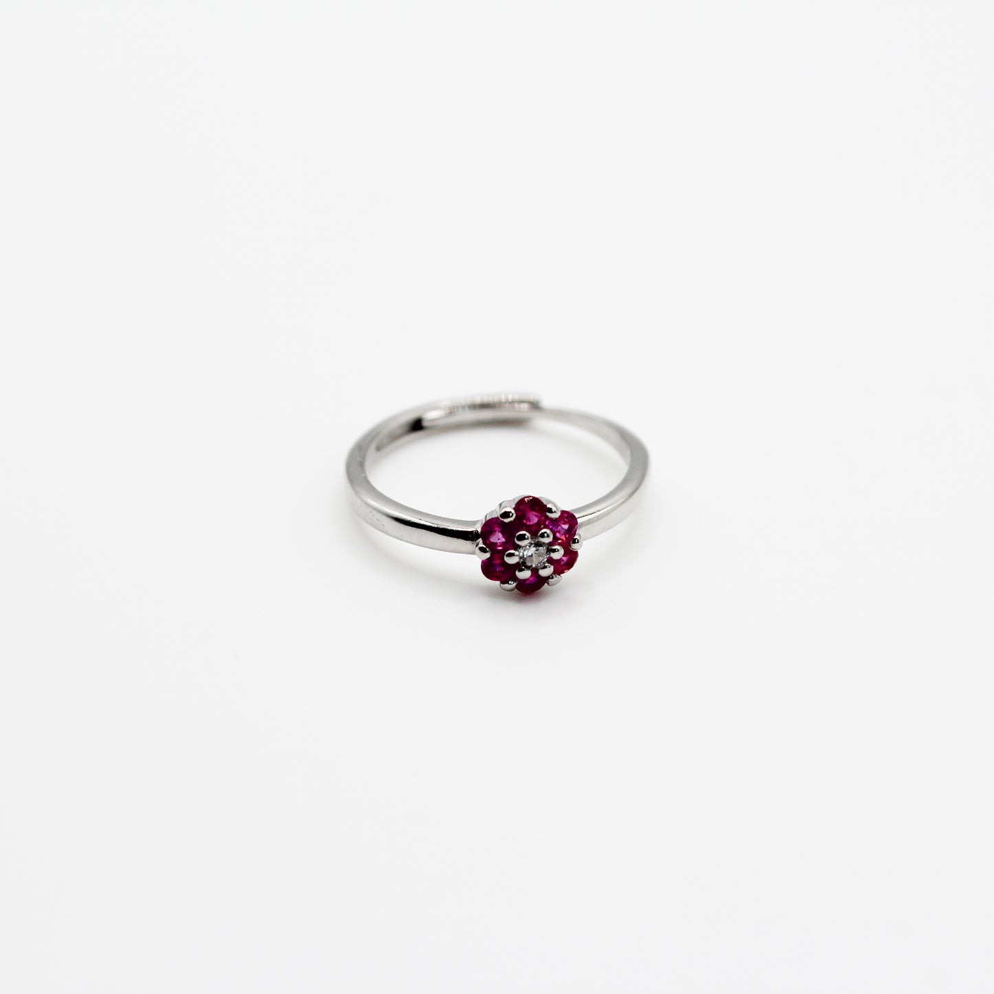 Bague pierre fleur et zirconium