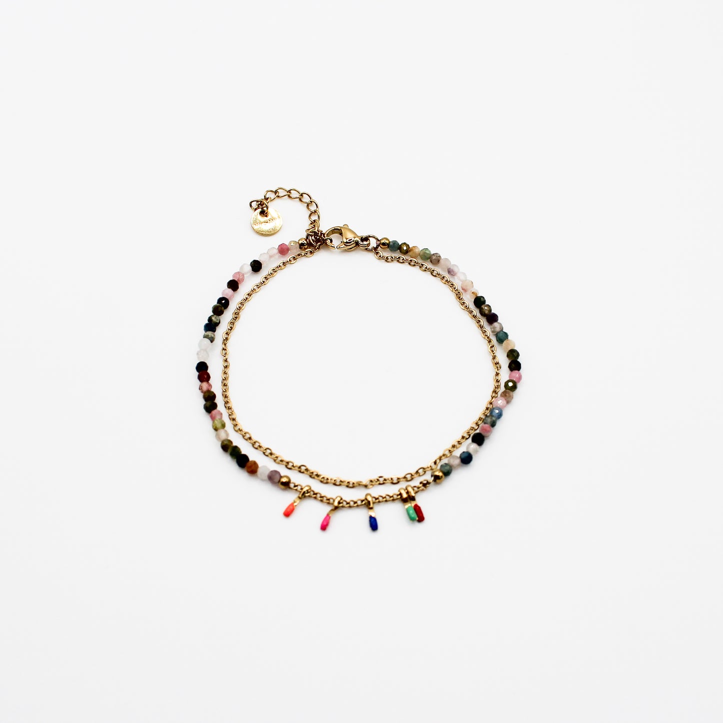 Bracelet double perles multicolores