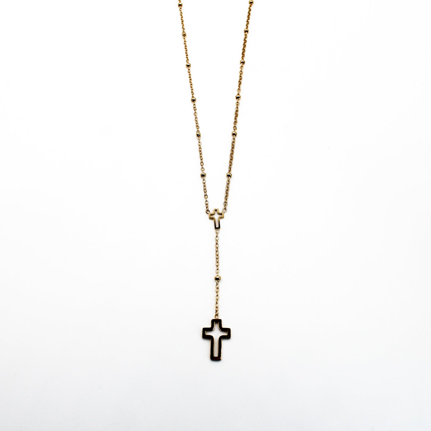 Collier cravate double croix